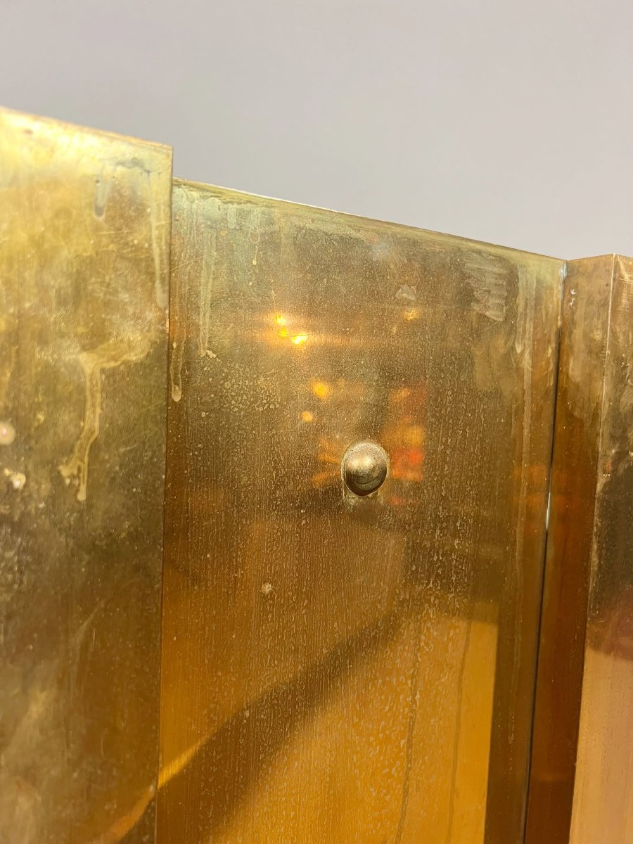 Gold-plated Brass Fireplace Accessories, 1970s-photo-3