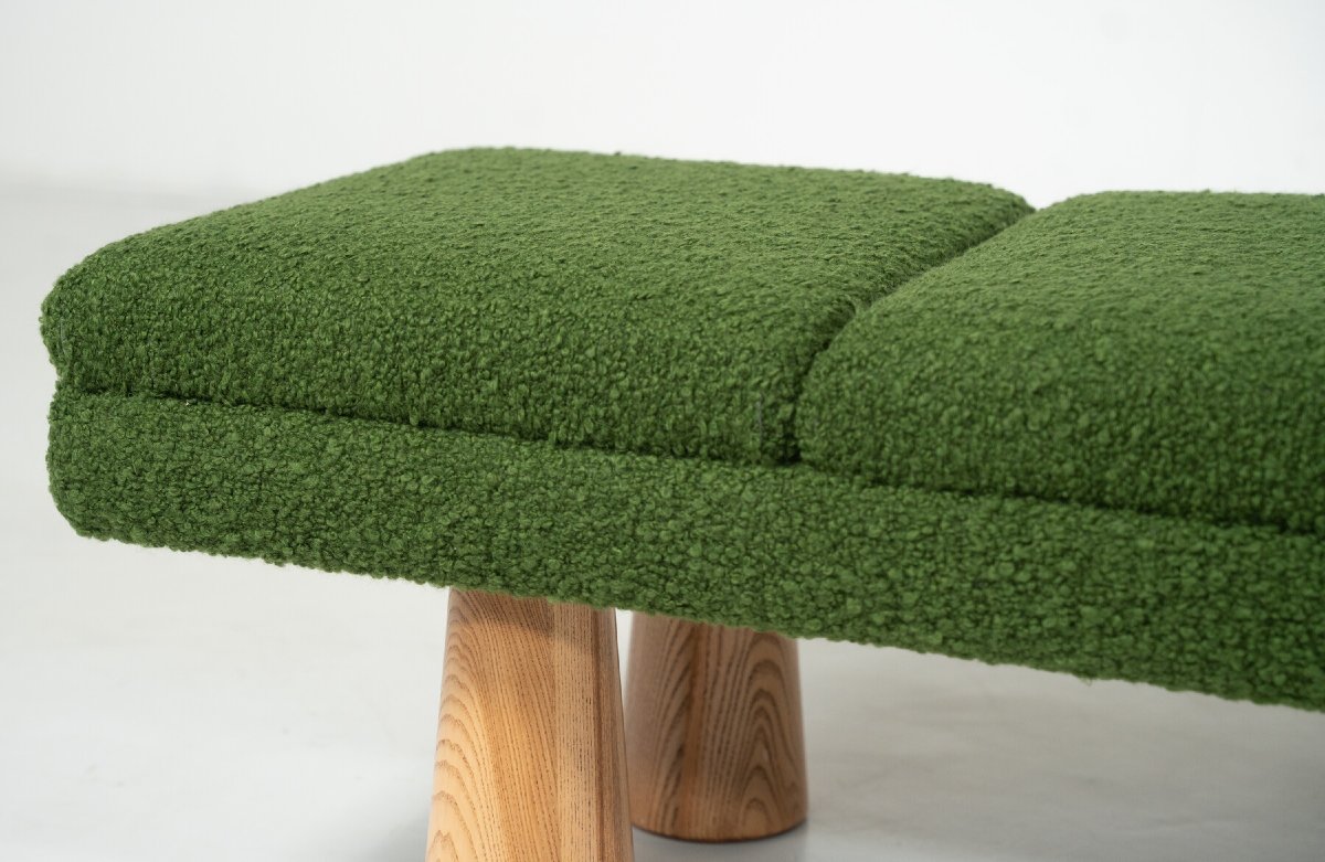Contemporary Green Bench, Wood And Fabric, Italy-photo-3