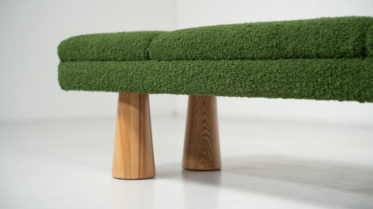 Contemporary Green Bench, Wood And Fabric, Italy-photo-4