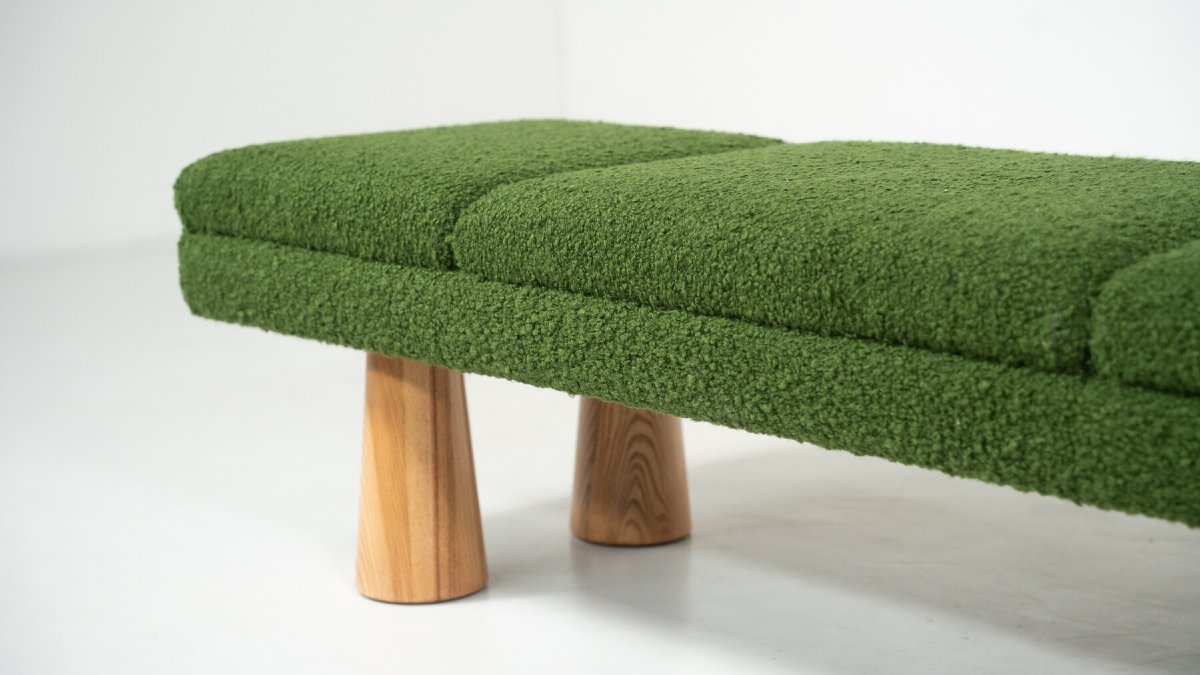 Contemporary Green Bench, Wood And Fabric, Italy-photo-1