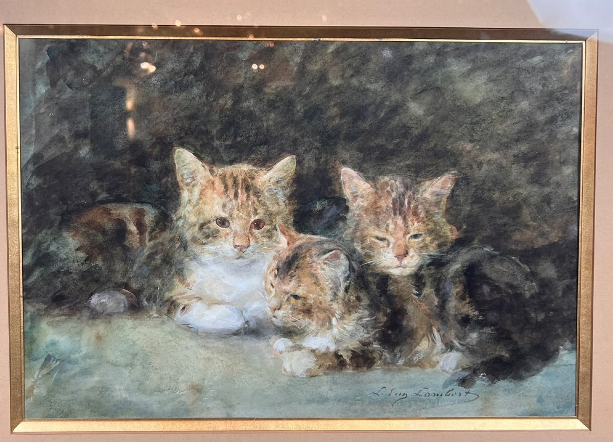 Watercolor And Gouache, Cats, Eugène Louis Lambert (1825–1900), 19th Century-photo-2