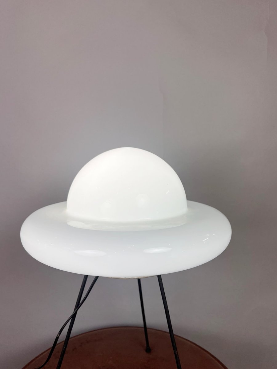 Lampe vintage en opaline blanche-photo-2