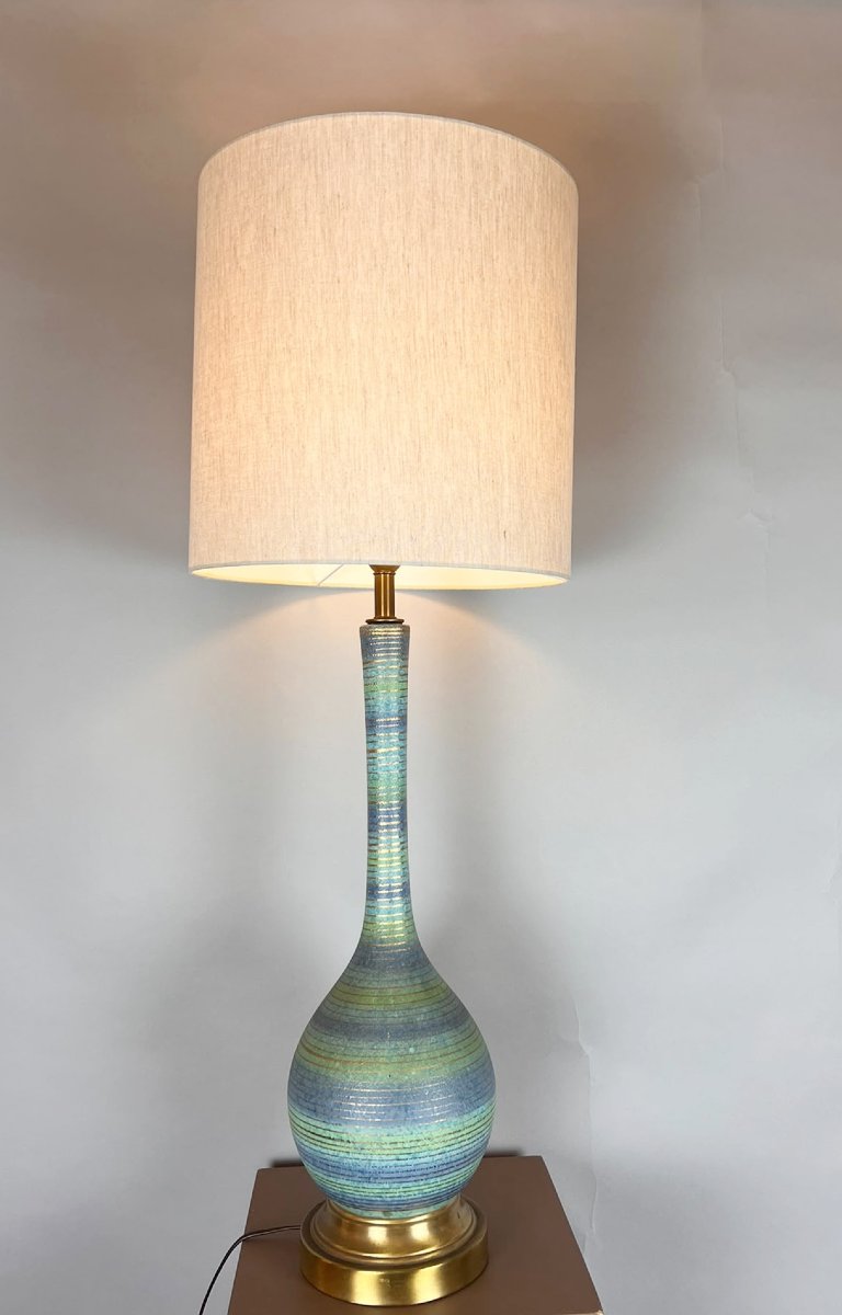 Lampe américaine en grès, années 1950-1960.