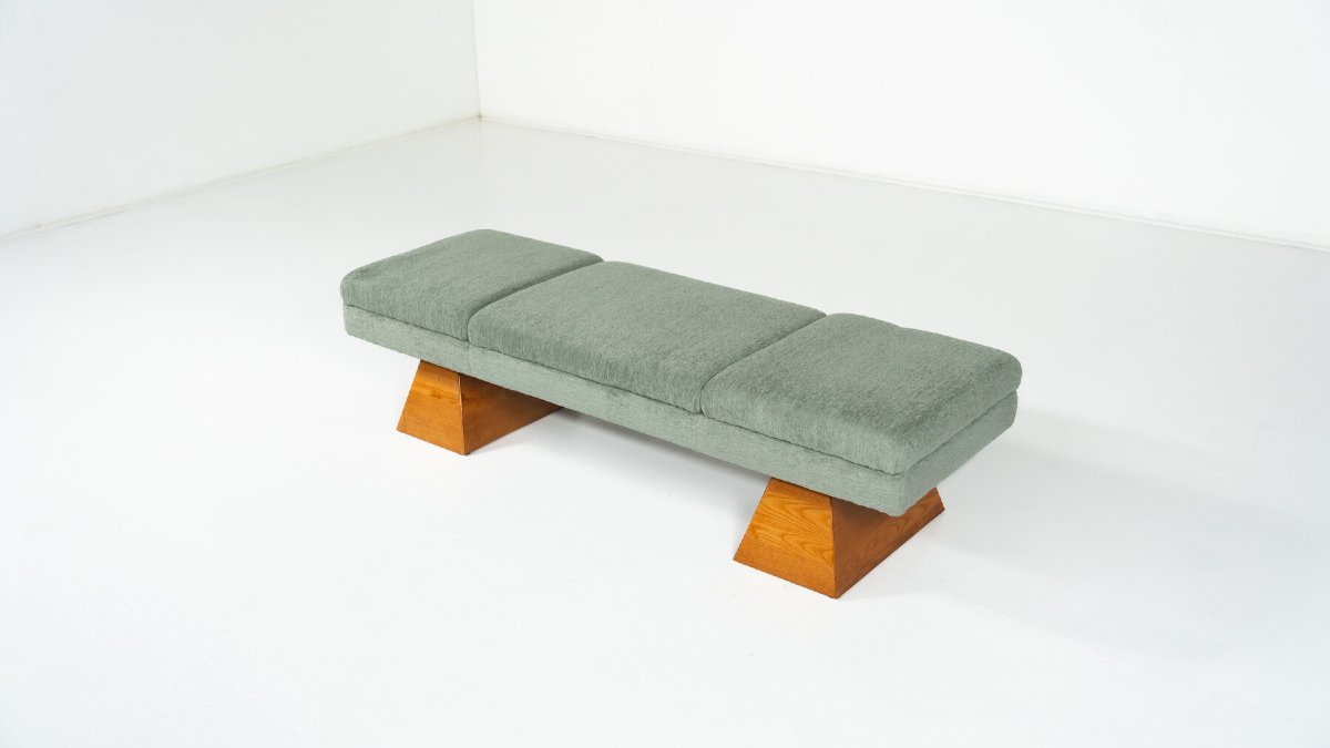 Banquette contemporaine, bois et tissu, Italie
