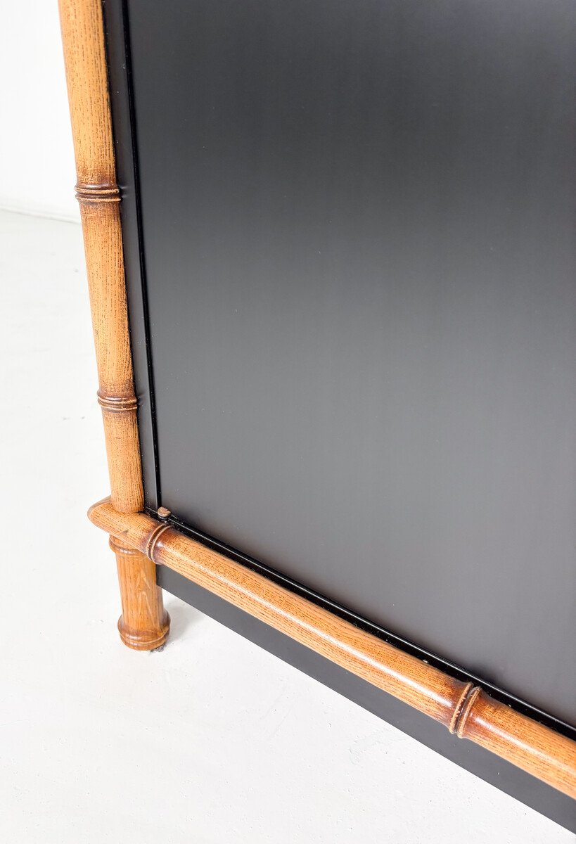Bamboo And Black-lacquered Wood Sideboard, Italy, Circa 1960-photo-3