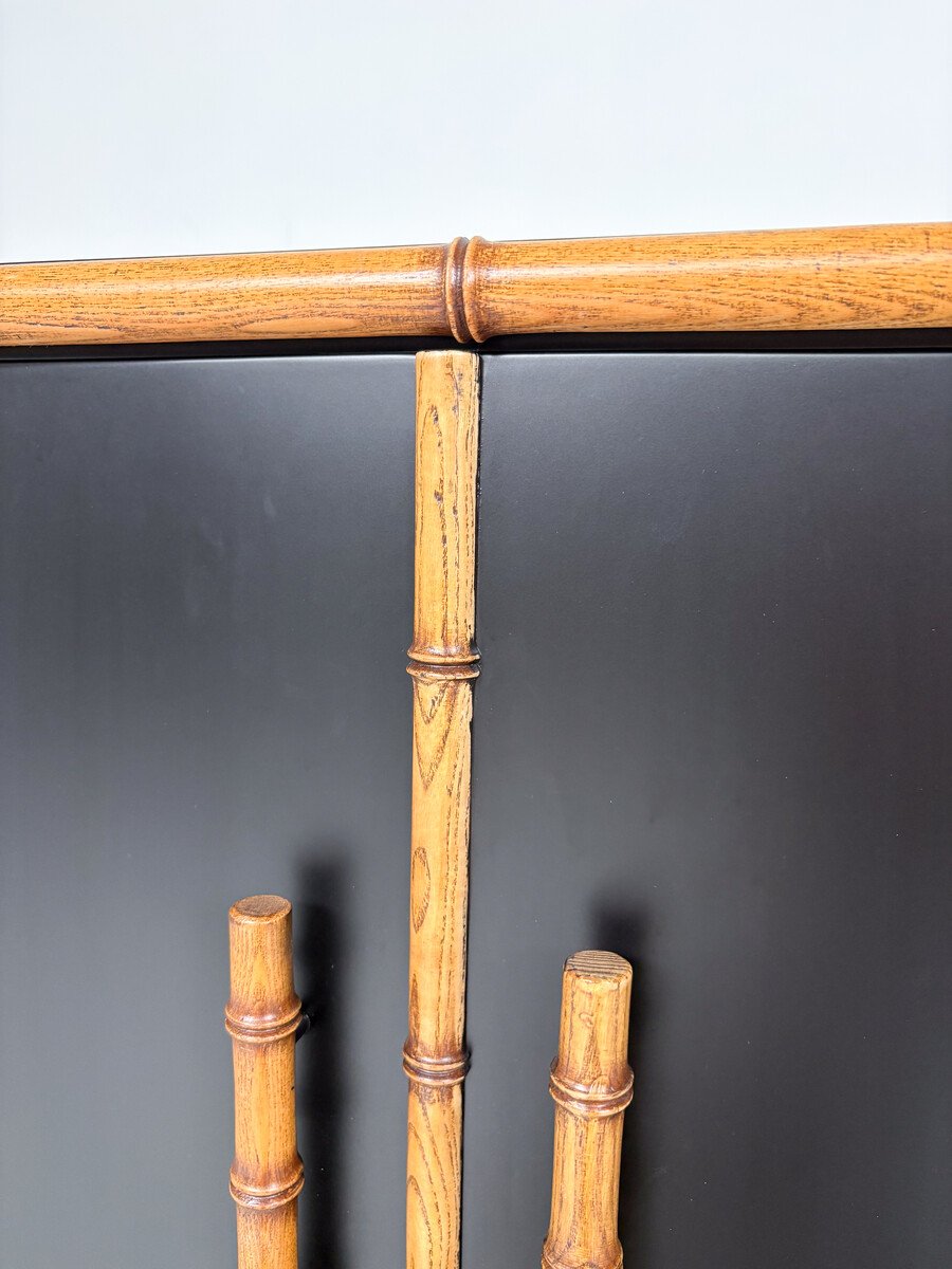 Bamboo And Black-lacquered Wood Sideboard, Italy, Circa 1960-photo-4