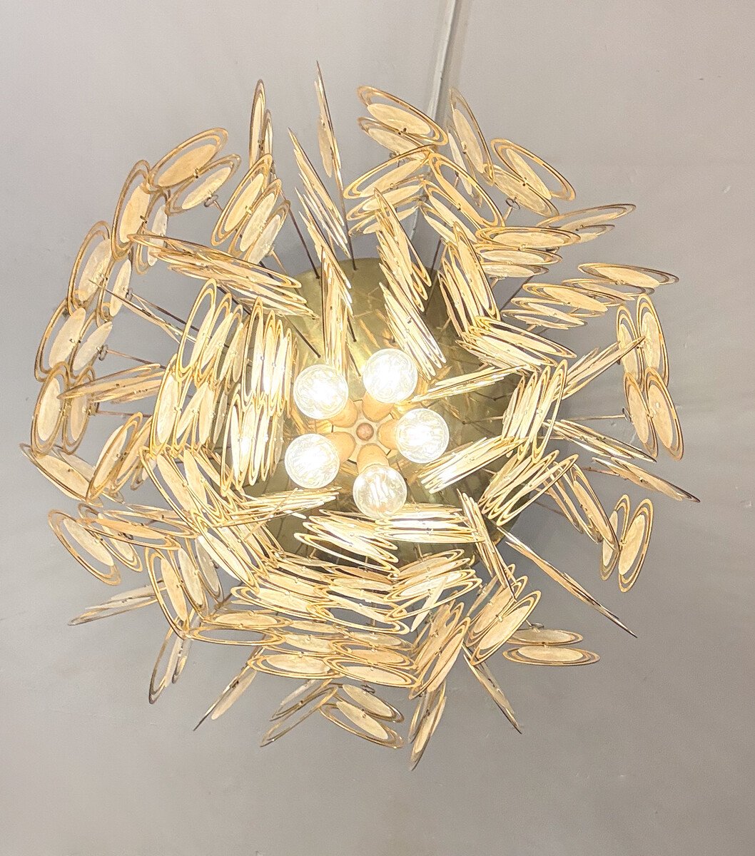 Pendant Lamp, Brass And Mother-of-pearl, Italy, 1970s – 2 Available-photo-3