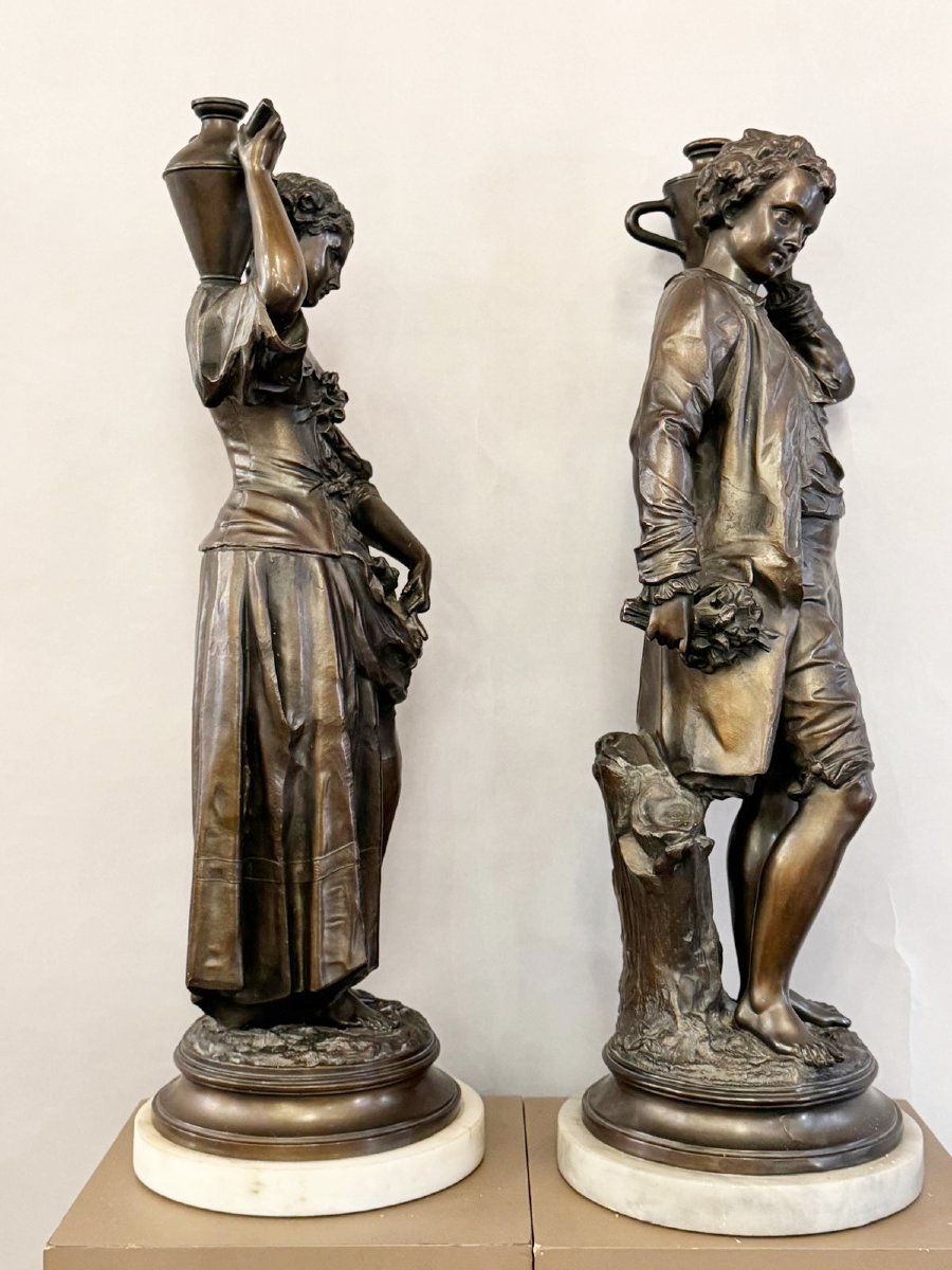 Pair Of Rustic Figures In Traditional Dress, Early 20th Century-photo-2
