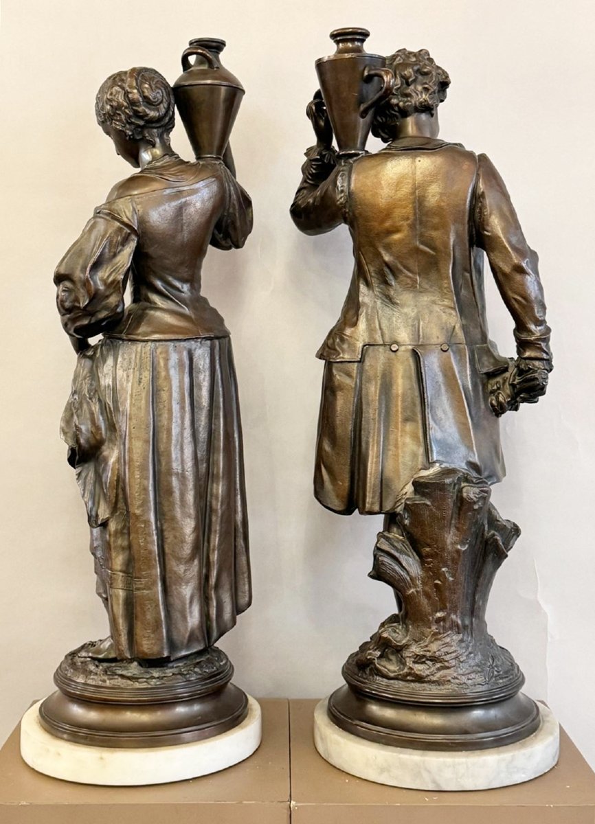 Pair Of Rustic Figures In Traditional Dress, Early 20th Century-photo-5