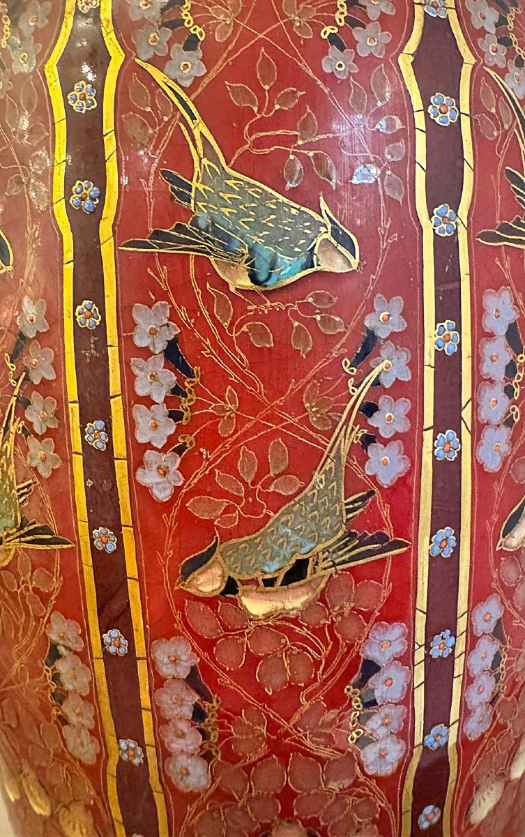Emile Fischer, Budapest—art Nouveau Vase With Japanese-inspired Decor, Circa 1905–1910-photo-2