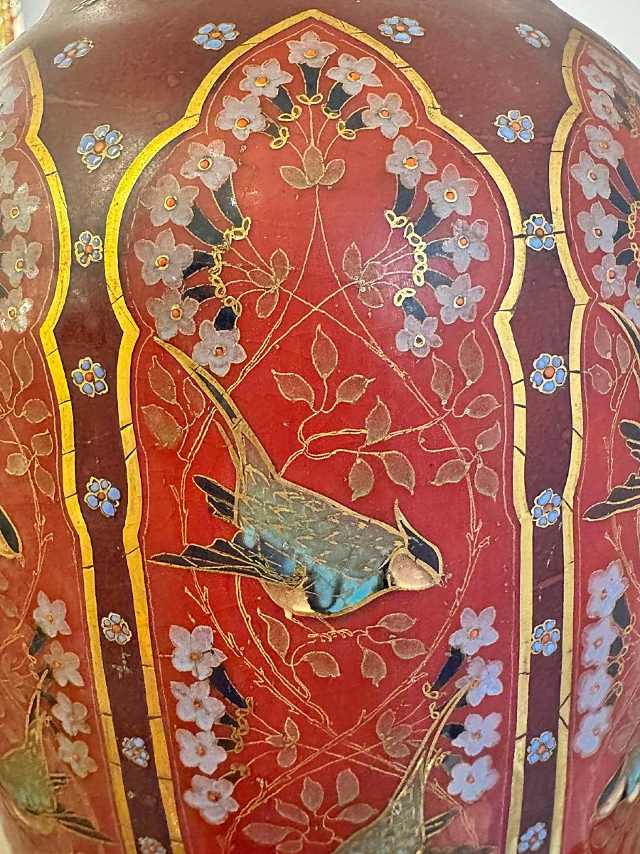 Emile Fischer, Budapest—art Nouveau Vase With Japanese-inspired Decor, Circa 1905–1910-photo-3
