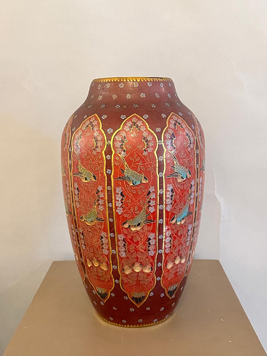 Emile Fischer, Budapest—art Nouveau Vase With Japanese-inspired Decor, Circa 1905–1910-photo-6