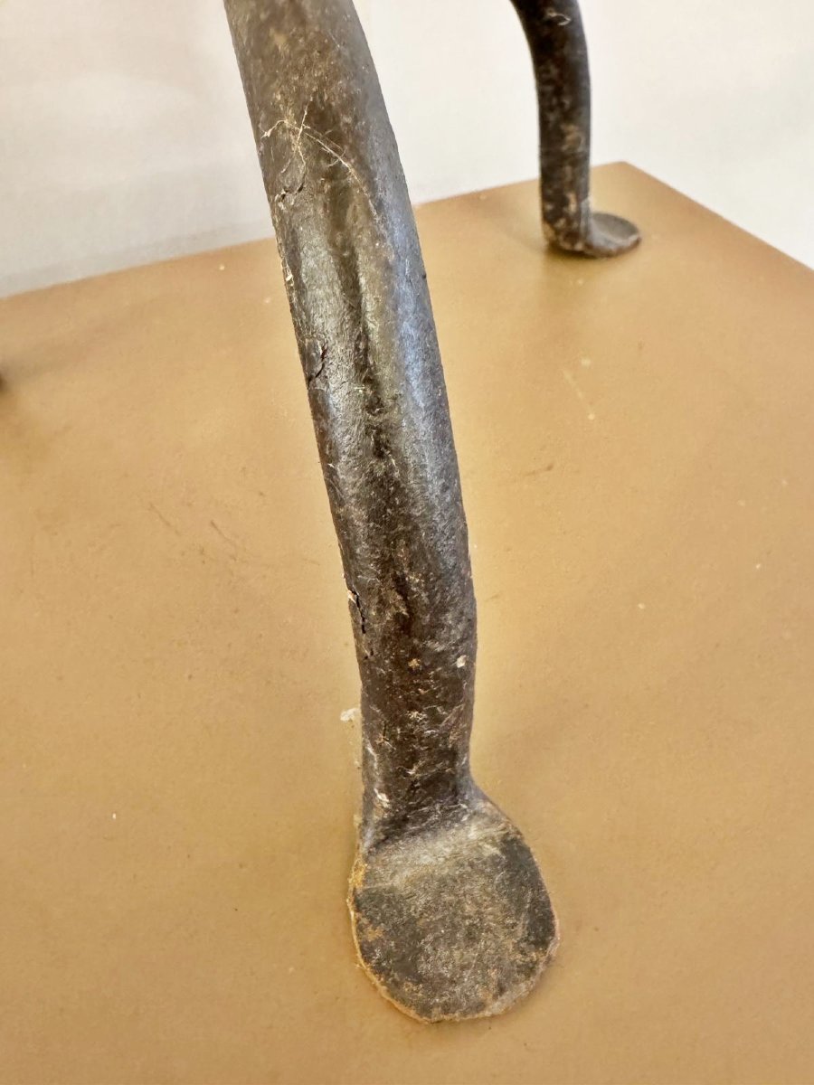 Pair Of Wrought-iron And Hammered Candlesticks, Brutalist Style, 1950s-photo-4