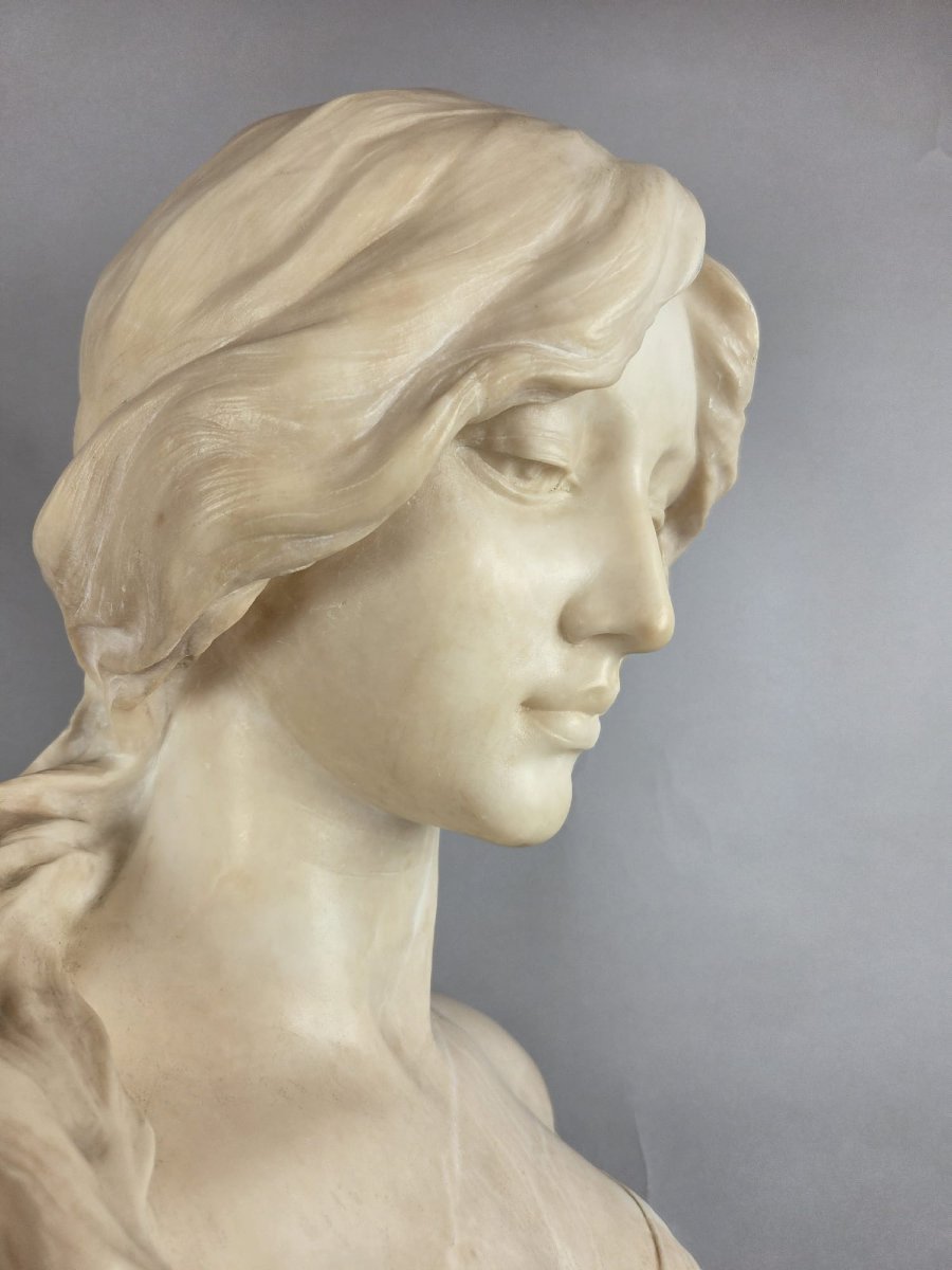 Emilio Fiaschi, buste d'élégante en albâtre, 20th-photo-2