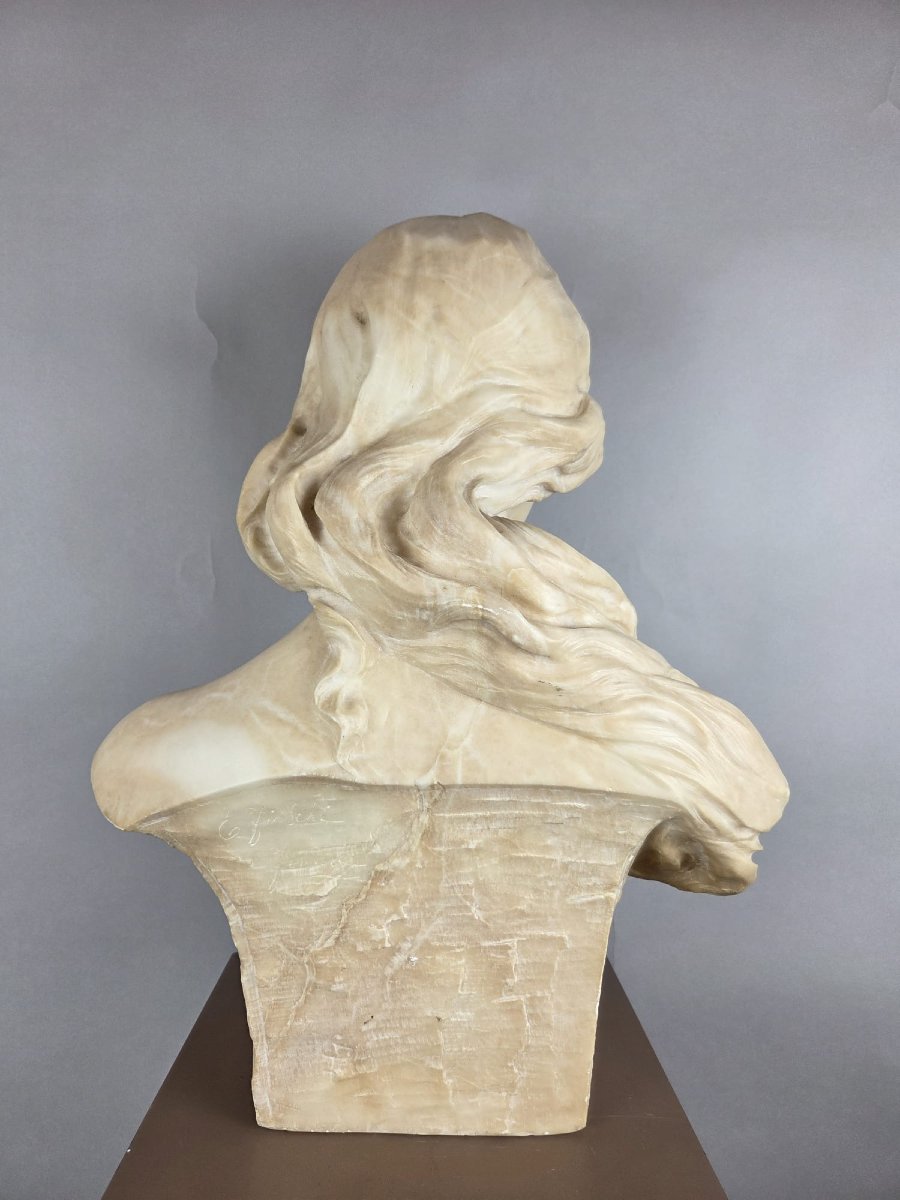 Emilio Fiaschi, buste d'élégante en albâtre, 20th-photo-4