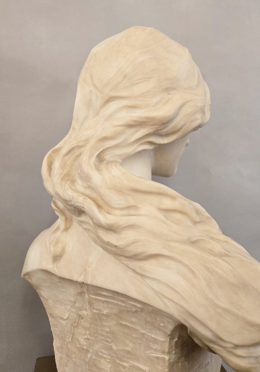 Emilio Fiaschi, buste d'élégante en albâtre, 20th-photo-5