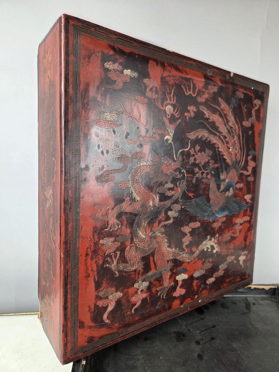Lacquered Wooden Wedding Box, China, Early 20th Century-photo-1