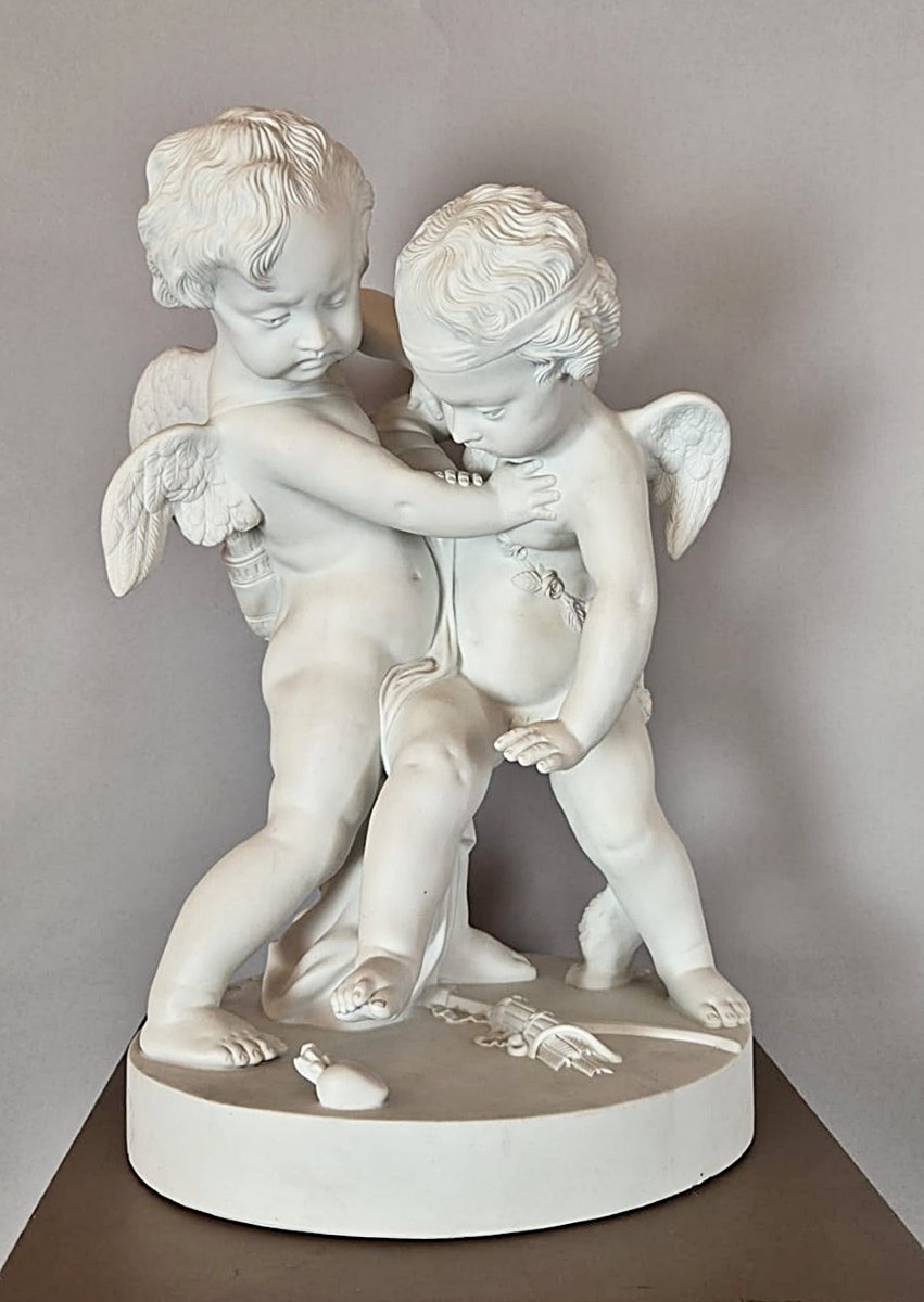 Biscuit « Deux amours se disputant un cœur », d’après Pigalle, manufacture Samson, vers 1900.-photo-4