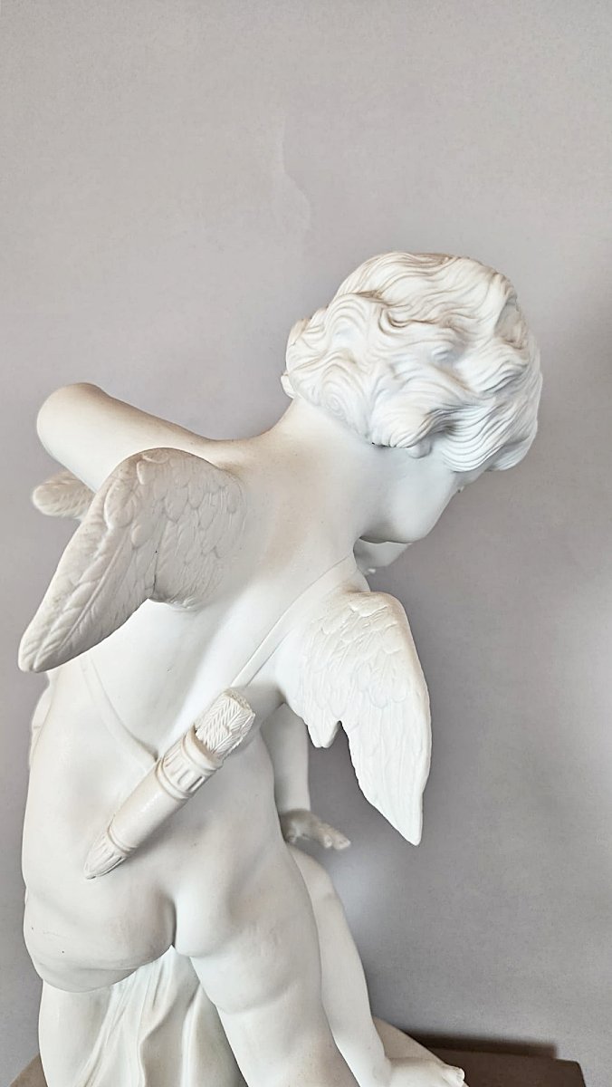 Biscuit « Deux amours se disputant un cœur », d’après Pigalle, manufacture Samson, vers 1900.-photo-6