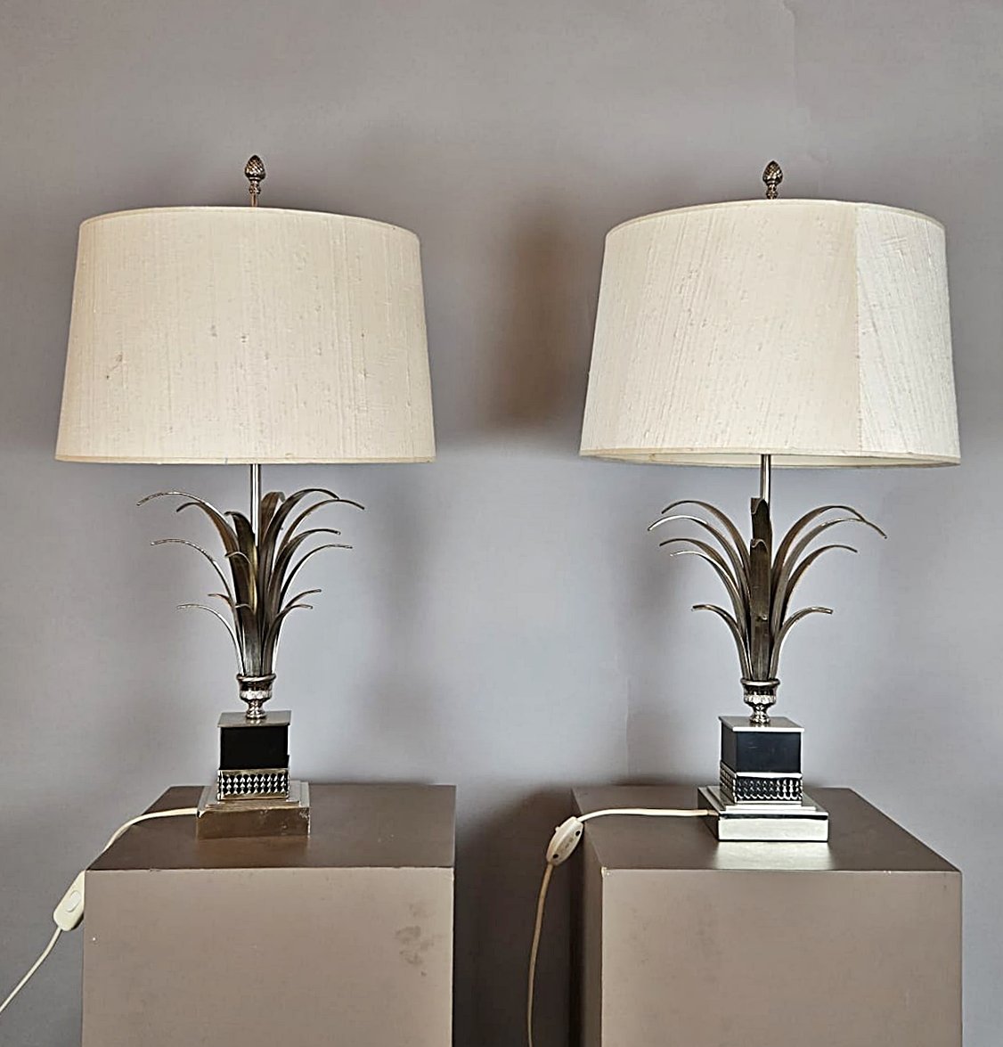 Pair Of "pineapple" Lamps, Hollywood Regency Style, In The Style Of Boulanger.-photo-2