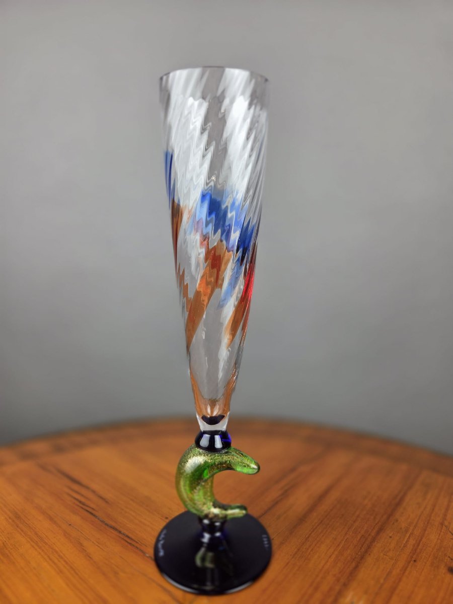 Carlo Moretti, Ensemble de 9 verres Murano, signé et daté, 20th-photo-4