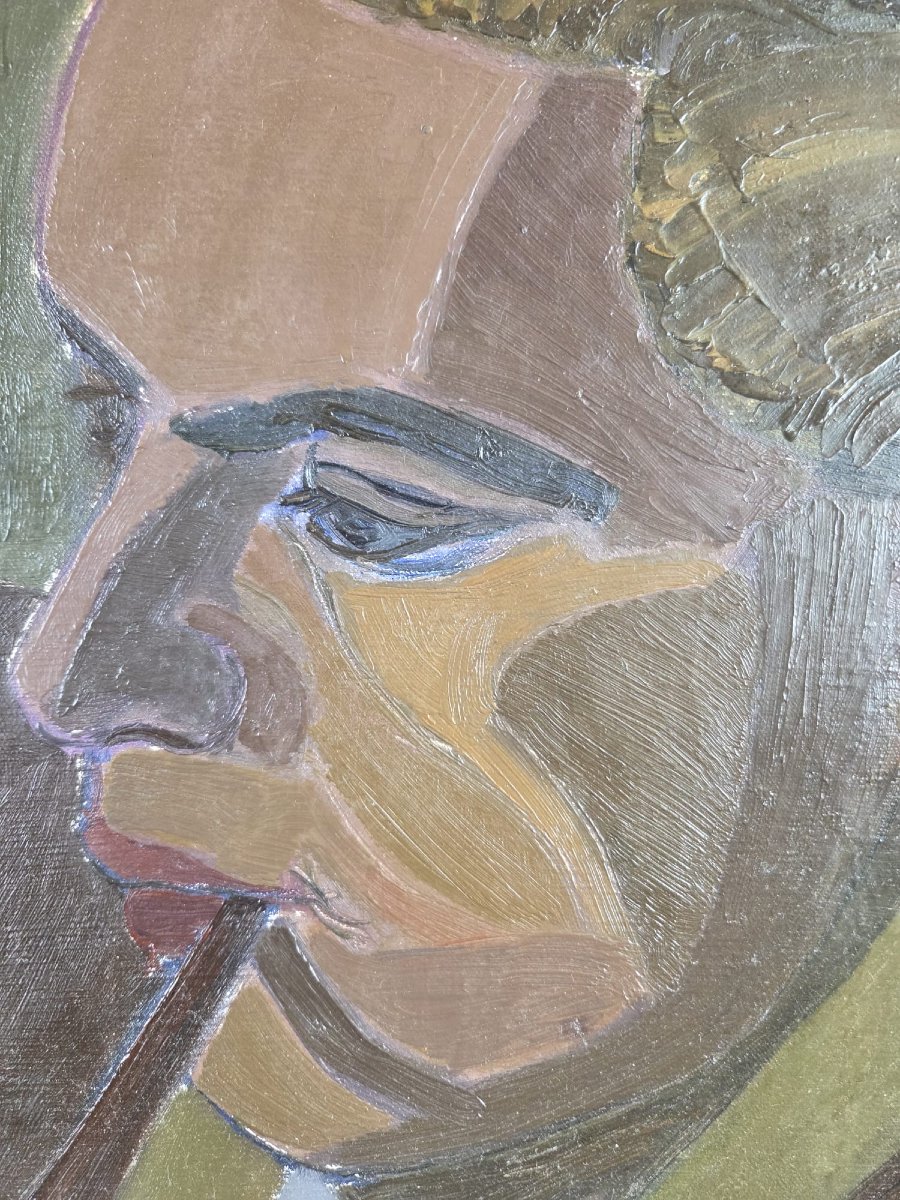 Edouard Eymard, huile sur toile "Portrait", date 1947-photo-4