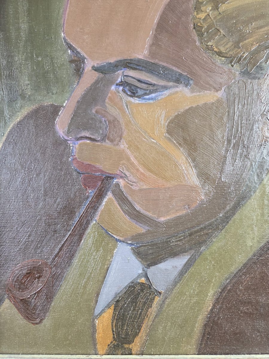 Edouard Eymard, huile sur toile "Portrait", date 1947-photo-1