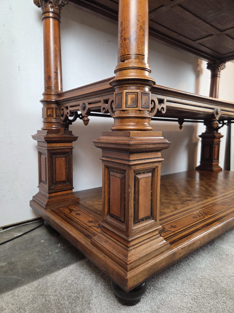 Monumental Three-tiered Sideboard In The Neo-renaissance Style, Made Of Inlaid Mahogany, Late 19th Century-photo-1