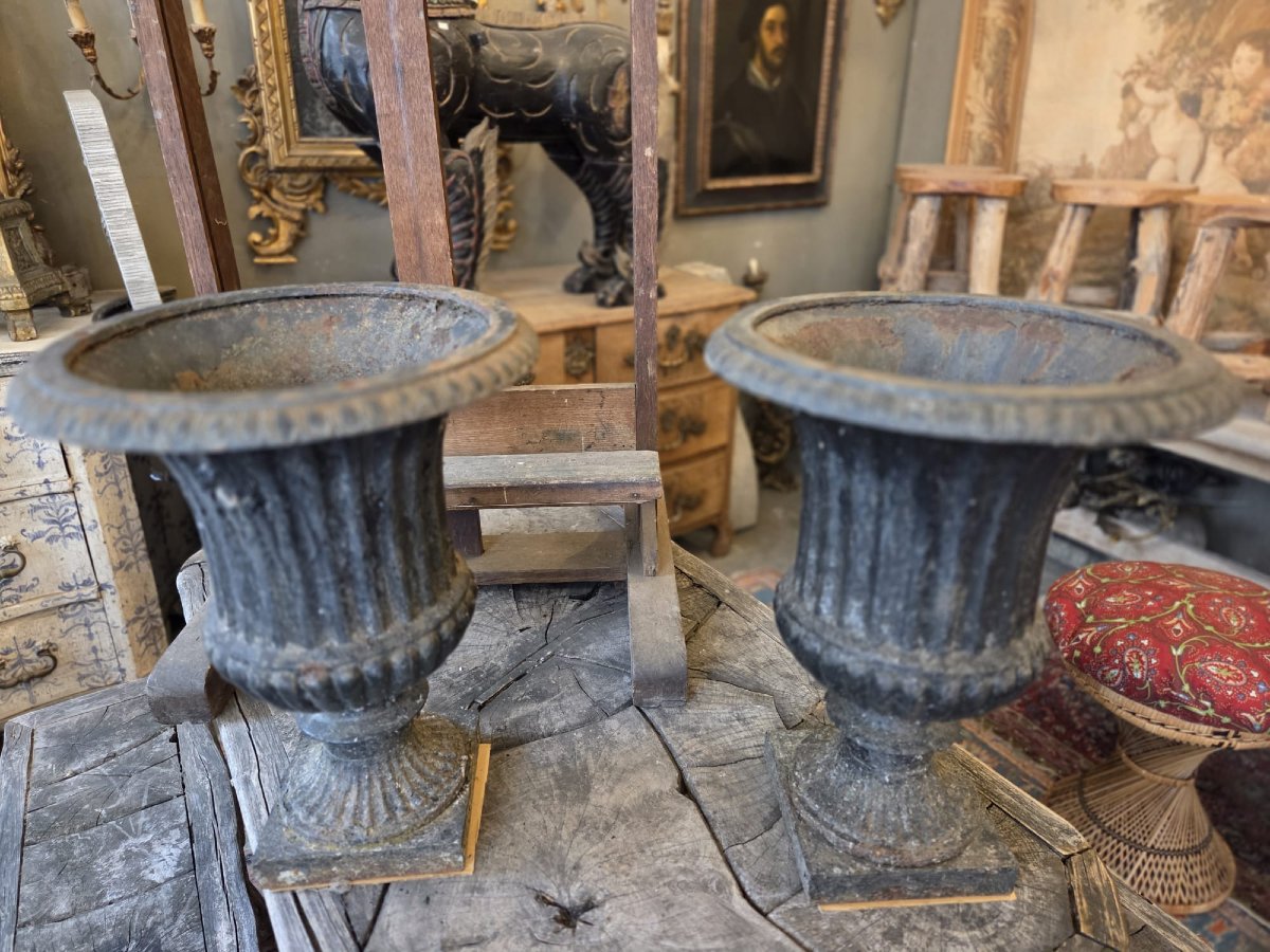 Pair Of Cast-iron Medici Vases-photo-3