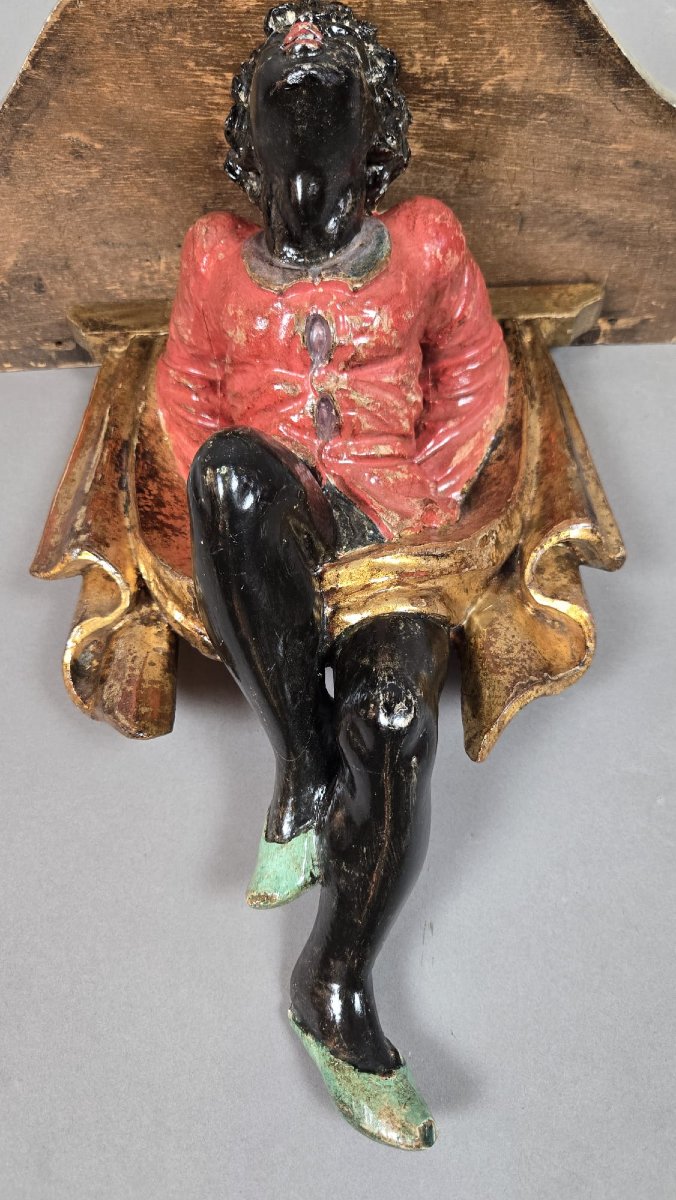 Pair Of Small Polychrome Wooden Side Tables, Italy, 20th Century-photo-6