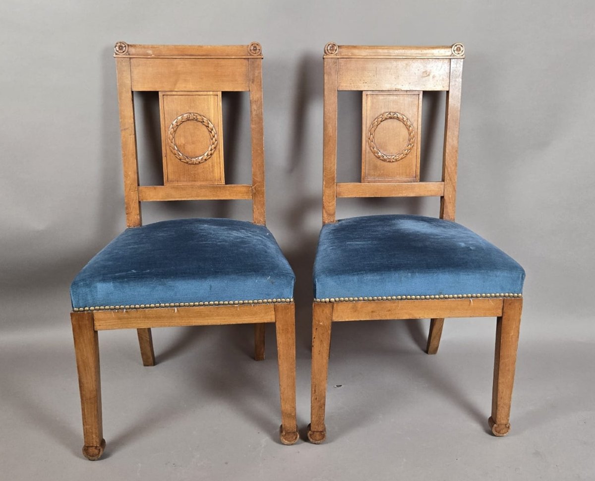Suite de 4 chaises de style Directoire en merisier, fin 19th-photo-2