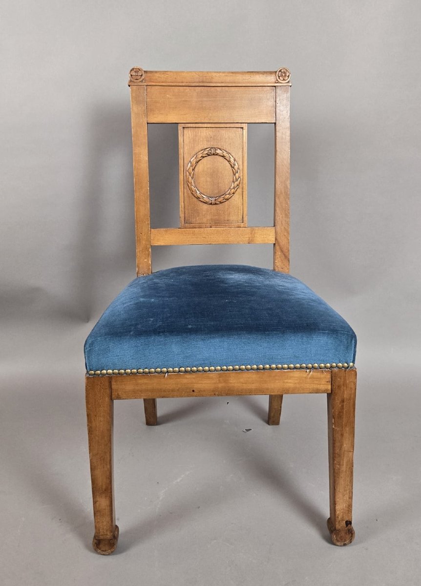 Suite de 4 chaises de style Directoire en merisier, fin 19th-photo-3
