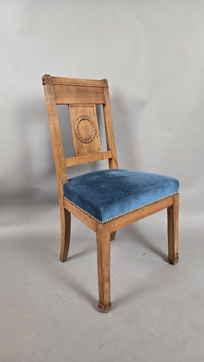 Suite de 4 chaises de style Directoire en merisier, fin 19th-photo-4