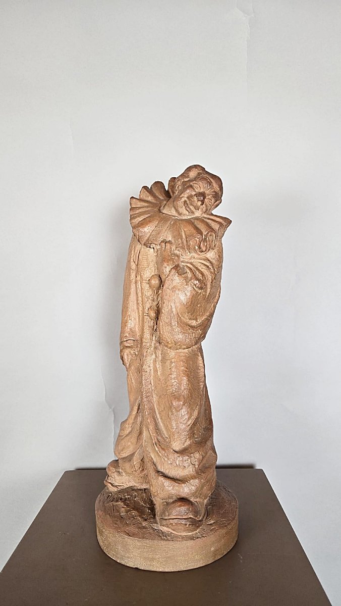 Terracotta Sculpture, “the Clown,” By Georges Adelaere (1901–1980), Belgian School-photo-2