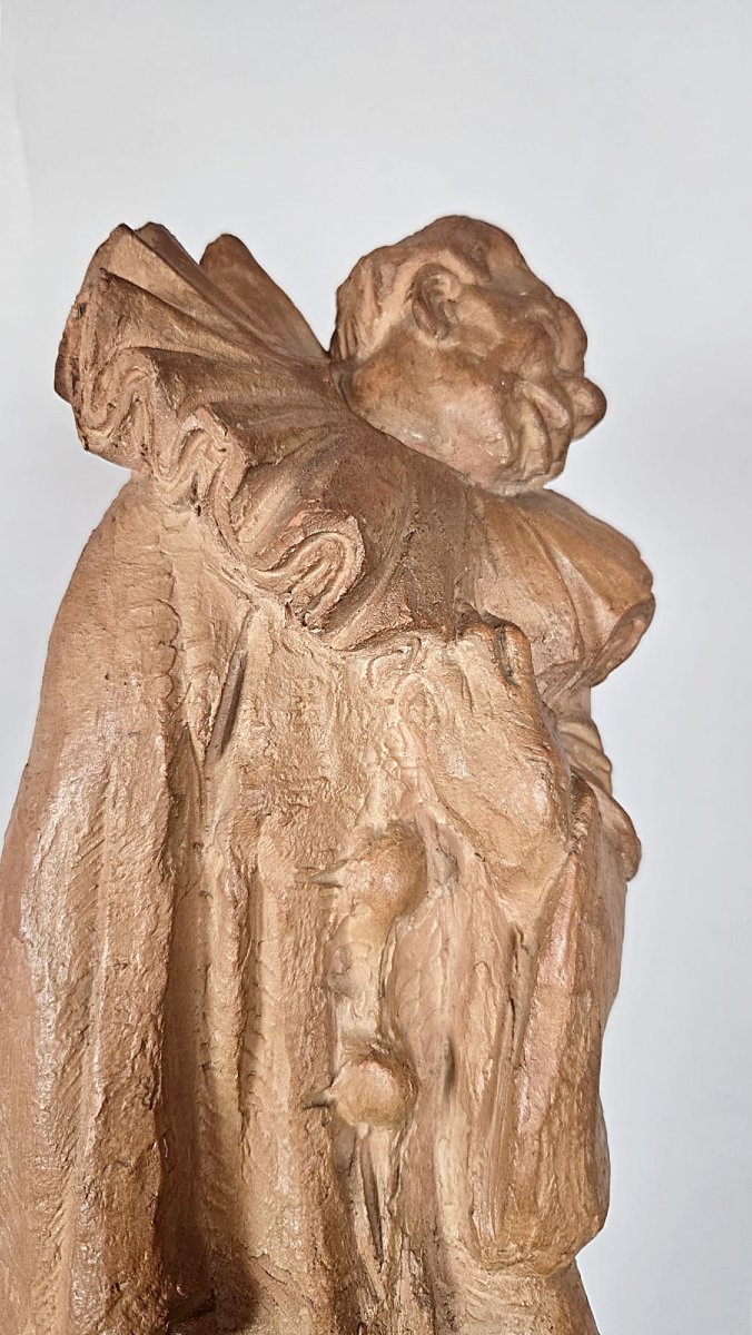 Terracotta Sculpture, “the Clown,” By Georges Adelaere (1901–1980), Belgian School-photo-4