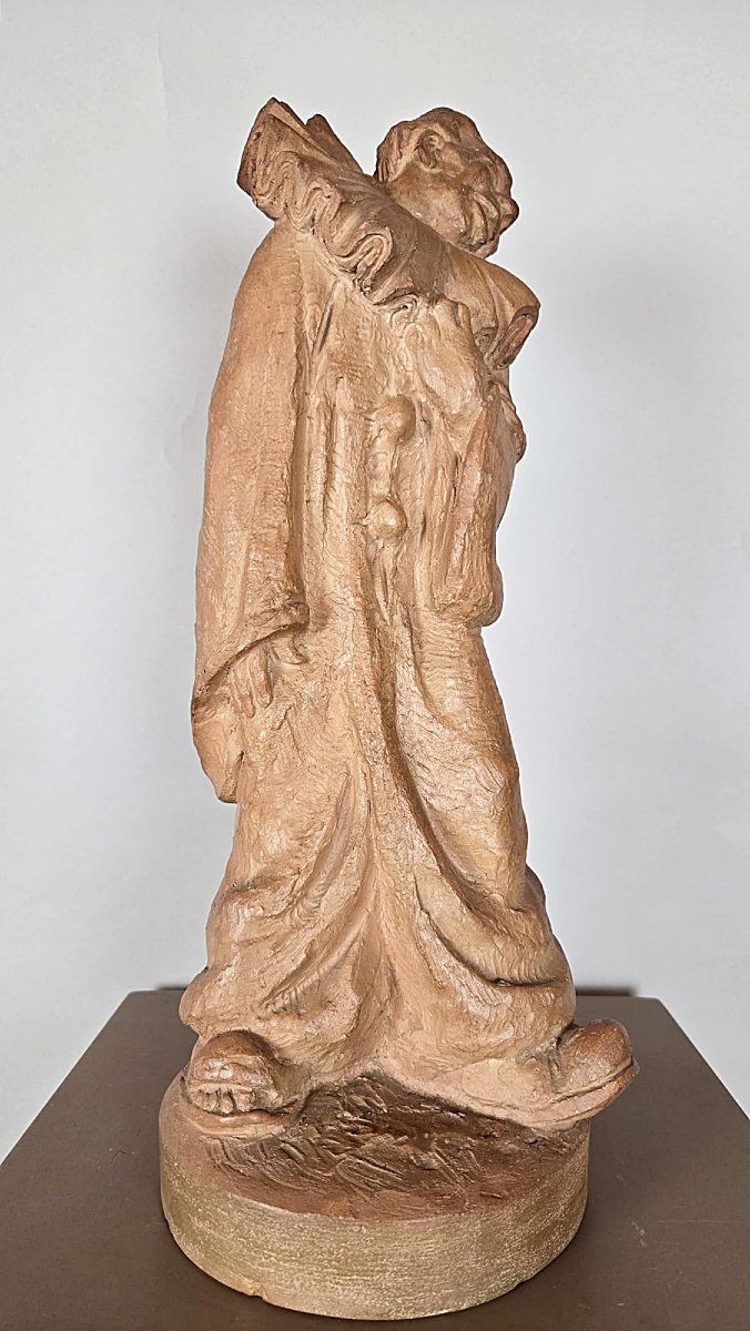 Terracotta Sculpture, “the Clown,” By Georges Adelaere (1901–1980), Belgian School-photo-1