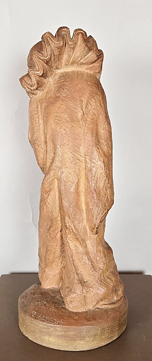 Terracotta Sculpture, “the Clown,” By Georges Adelaere (1901–1980), Belgian School-photo-4