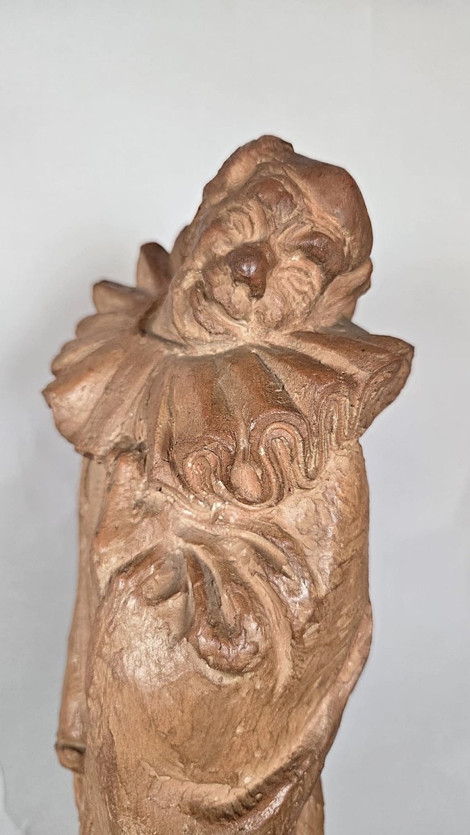 Terracotta Sculpture, “the Clown,” By Georges Adelaere (1901–1980), Belgian School-photo-5