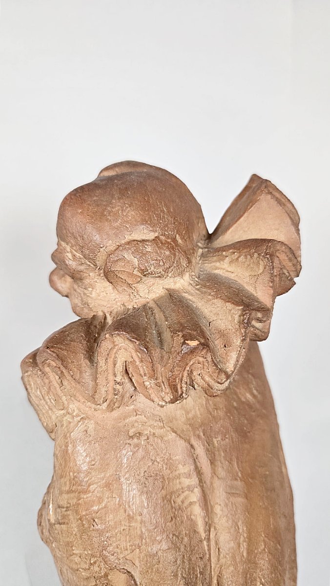 Terracotta Sculpture, “the Clown,” By Georges Adelaere (1901–1980), Belgian School-photo-6