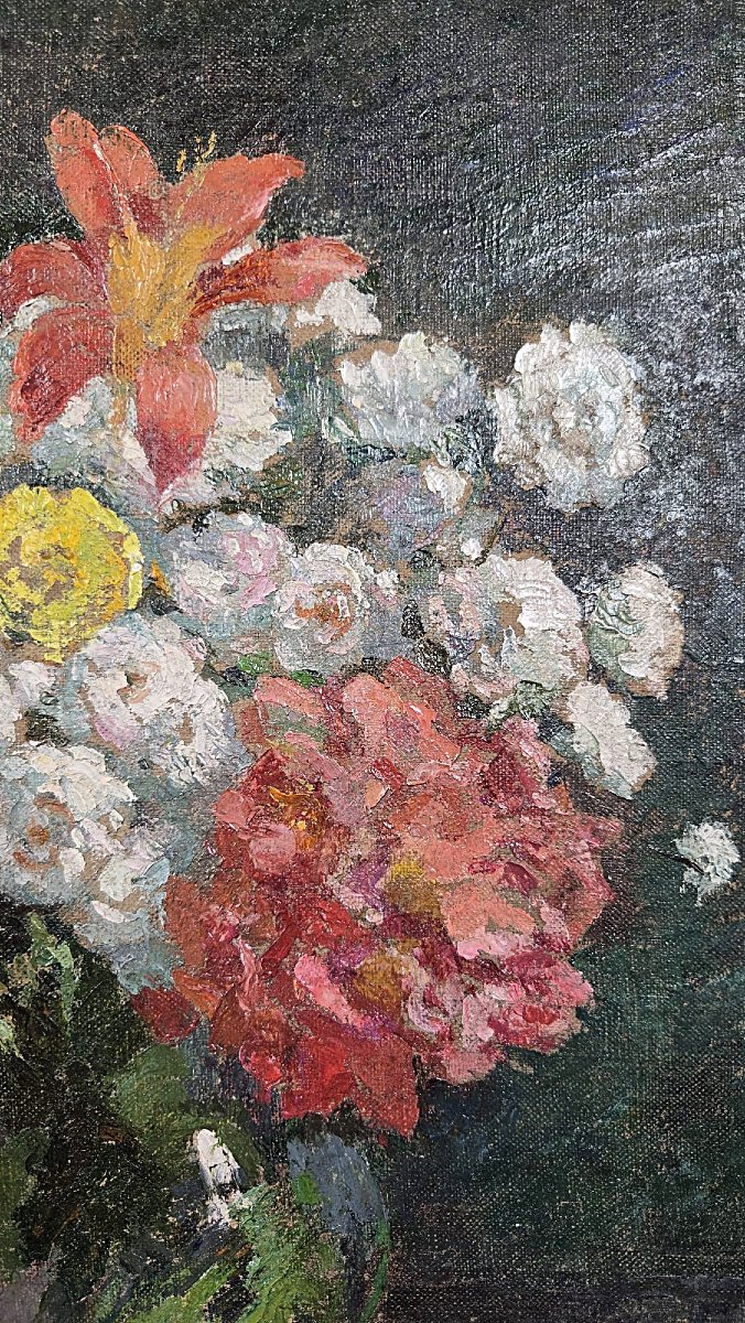 Albert Pinot (1875–1932), Oil On Canvas, “bouquet Of Flowers,” Signed A. Pinot, 20th Century-photo-3