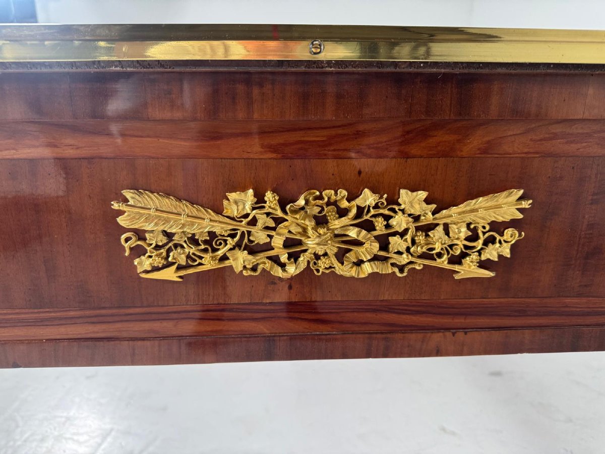 Grand bureau de style Louis XVI en acajou et bronze doré, 19th-photo-5
