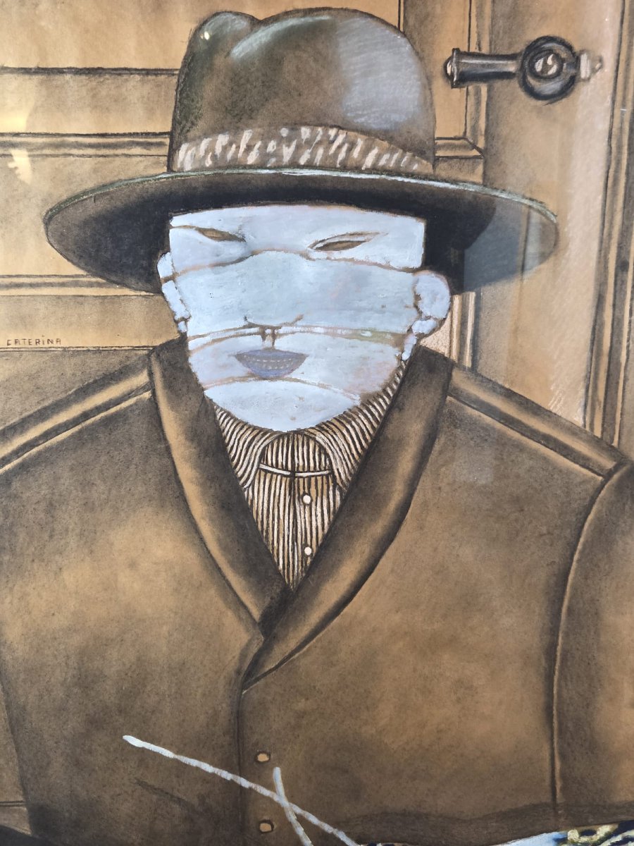 Dario Caterina,  école belge 20th, Pastel signé et daté 1955-photo-2