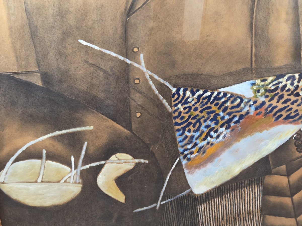 Dario Caterina,  école belge 20th, Pastel signé et daté 1955-photo-4