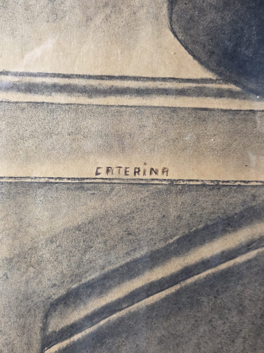 Dario Caterina,  école belge 20th, Pastel signé et daté 1955-photo-1