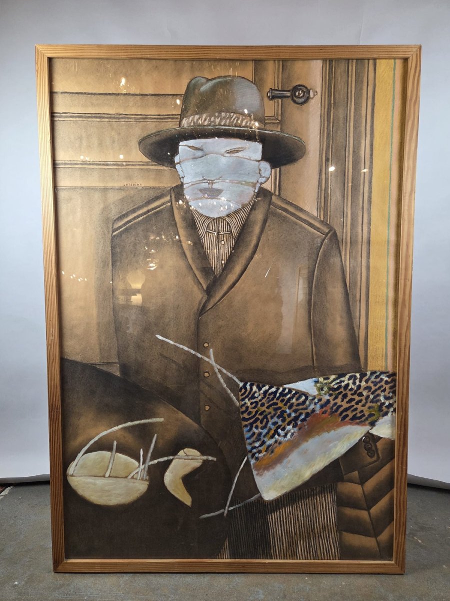 Dario Caterina,  école belge 20th, Pastel signé et daté 1955