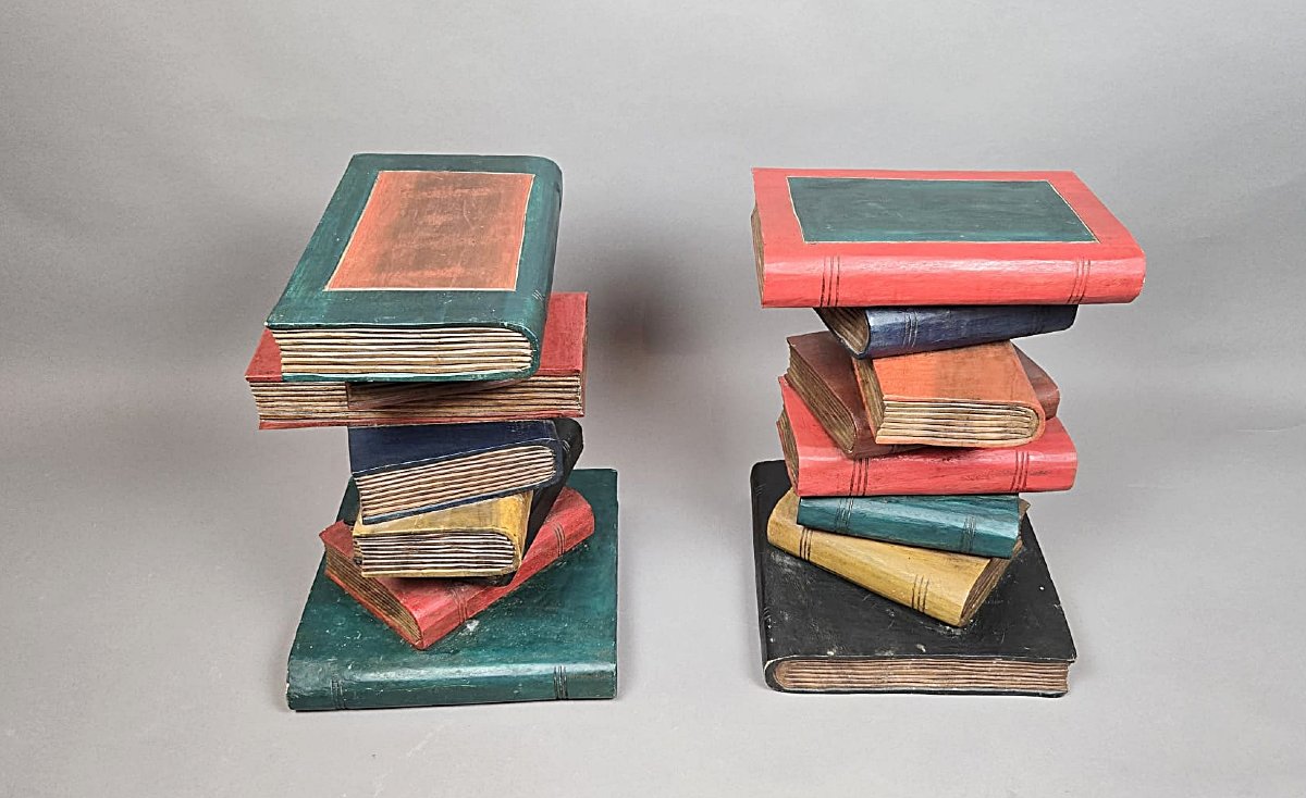 Pair Of “stacked Books” Side Tables, Attributed To Maitland-smith-photo-2