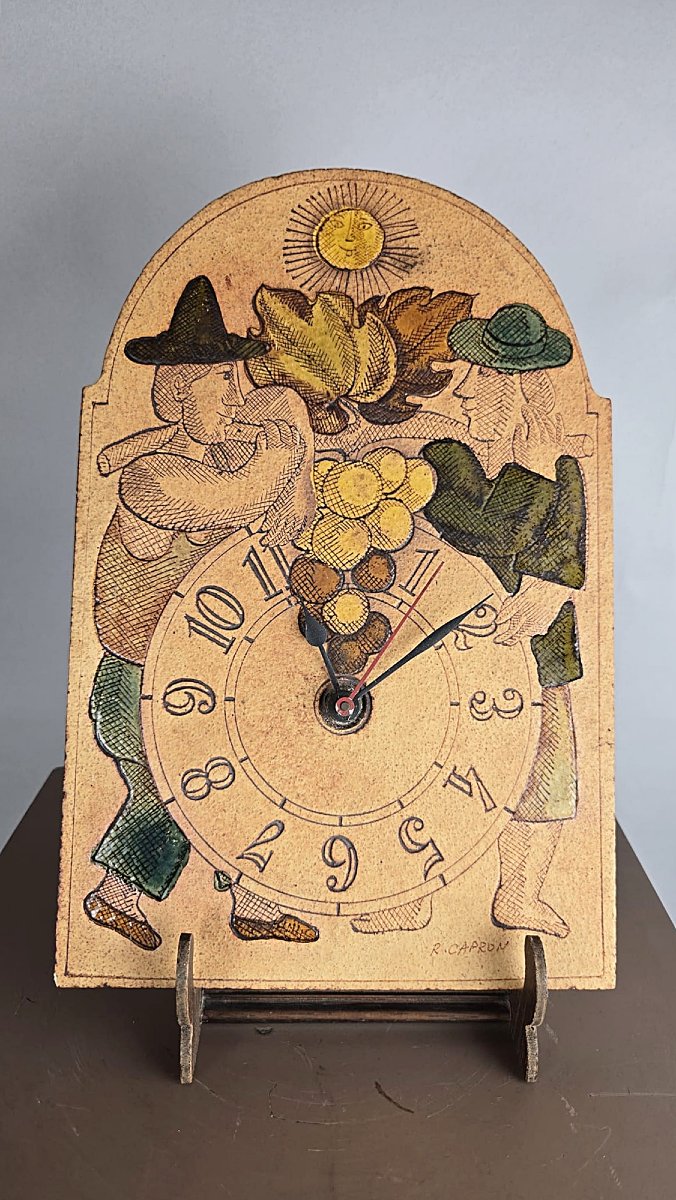 Ceramic Clock By Roger Capron, Circa 1960-photo-3