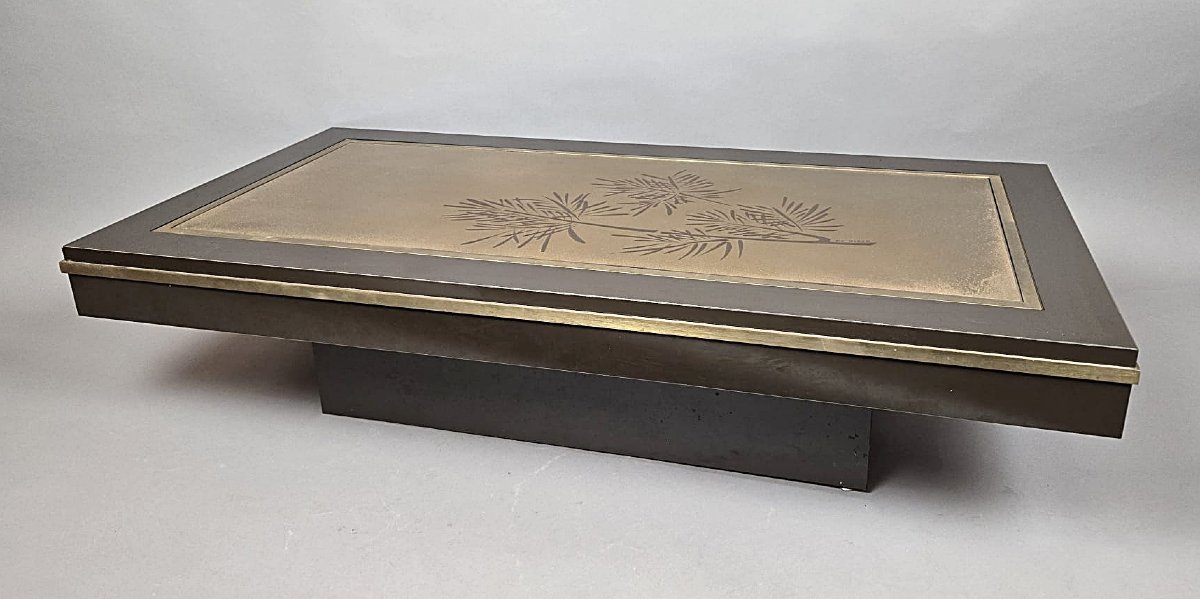 Table basse en laiton signée Antonio De Nisco, circa 1970-photo-2