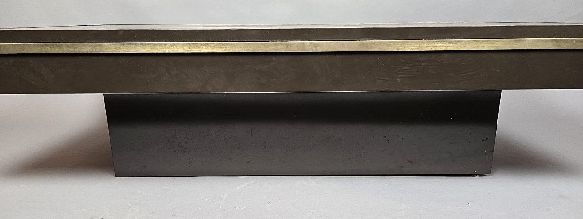 Table basse en laiton signée Antonio De Nisco, circa 1970-photo-2