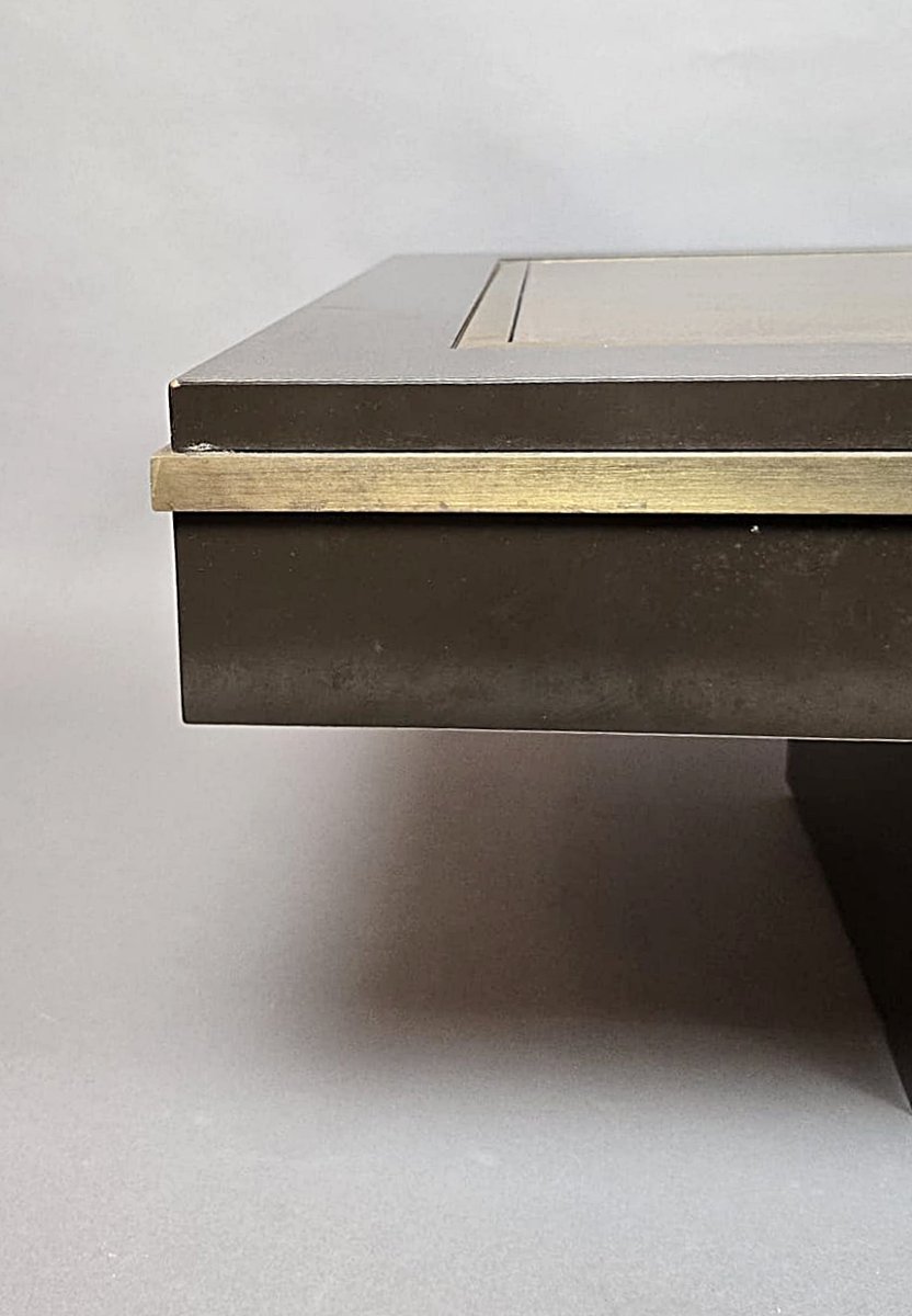 Table basse en laiton signée Antonio De Nisco, circa 1970-photo-3